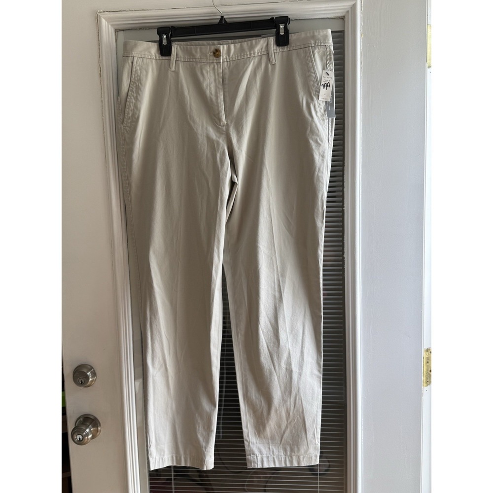 Talbot's Women's Girlfriend Chino Ankle Length Relaxed Sz 14 Khaki NWT